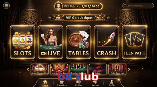 Main screen of B8 Club casino page for PK players
