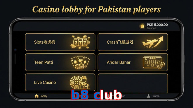 Lobby view of B8 Club for Pakistan users